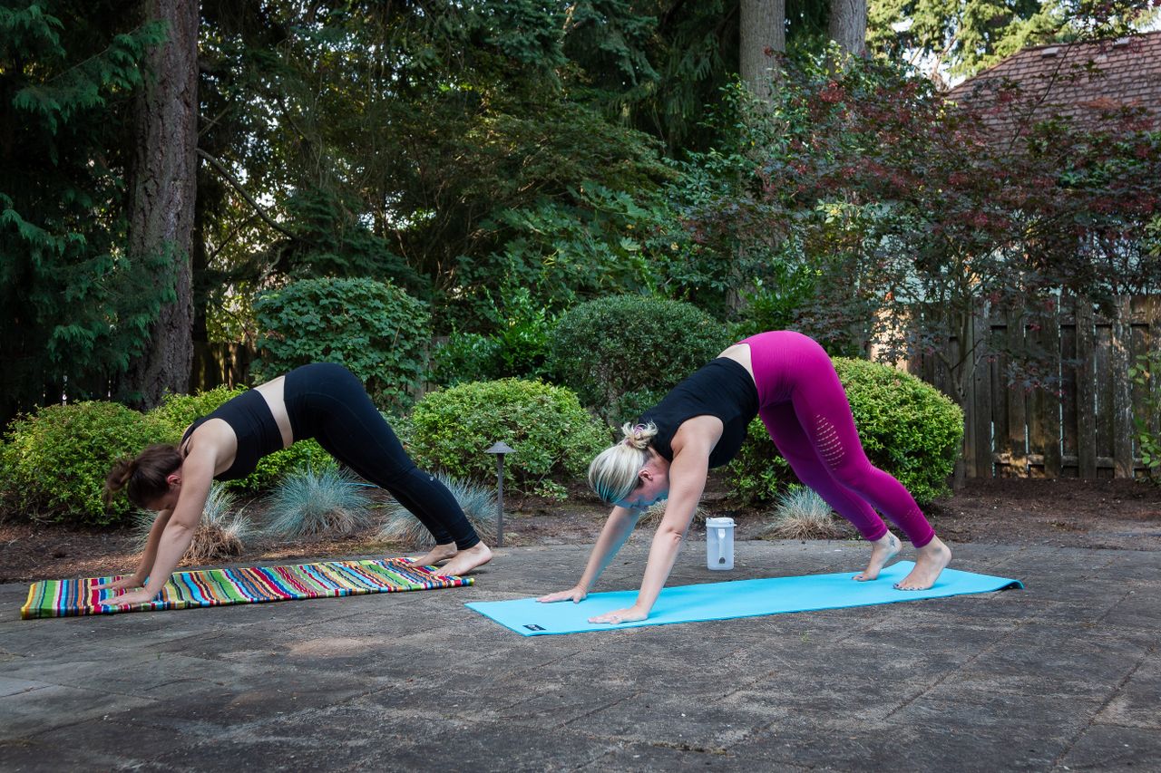 The Art of Drawing Readers In: Your attractive post title goes here Two women perform yoga exercises on mats in a serene outdoor setting.